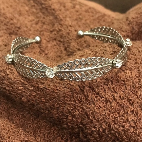 n/a Jewelry - Silver Bracelet with rhinestone accents